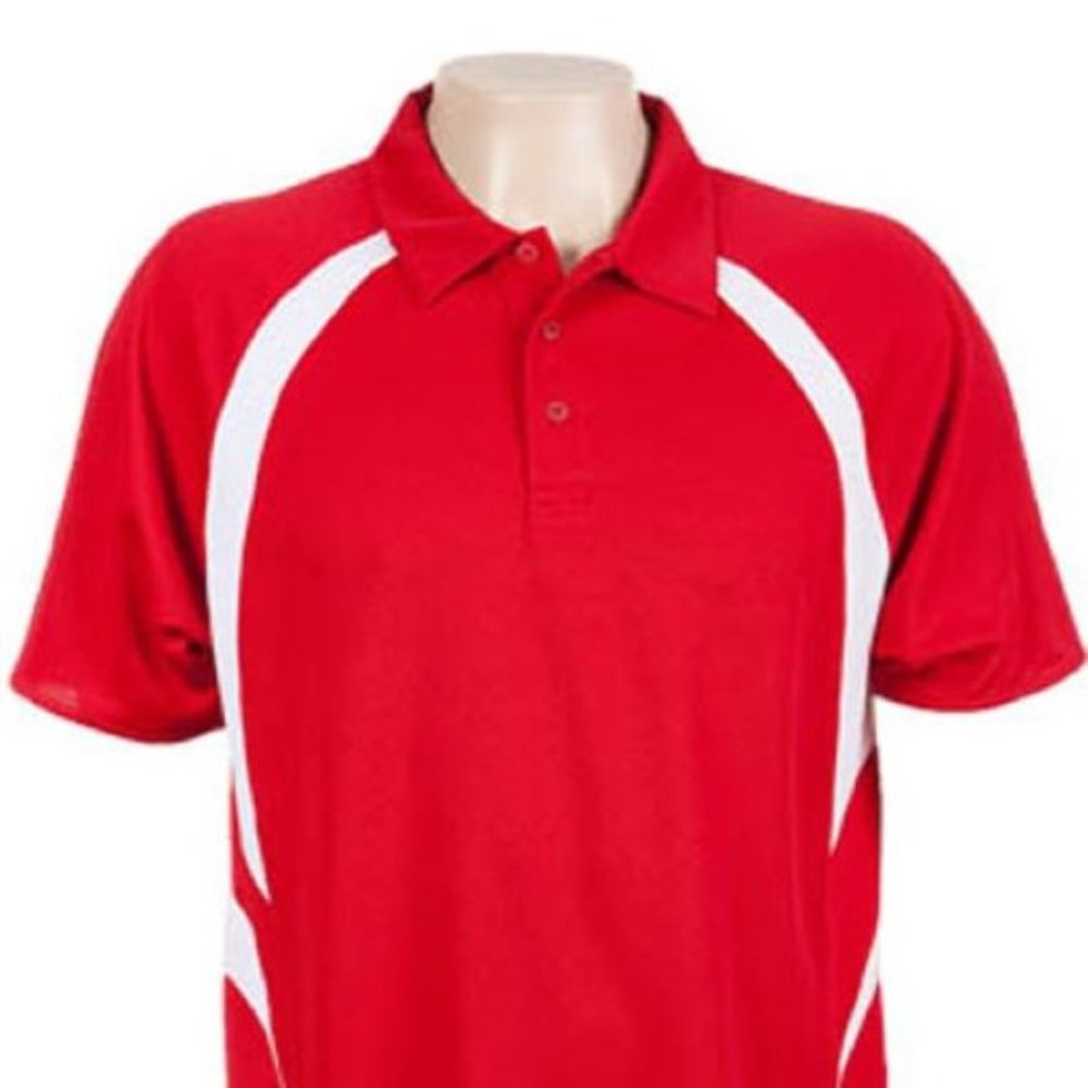 Aus Spirit Liberator Mens Polo (336) KoolDri Poly Casual Work Red/White BNWT - Picture 4 of 6